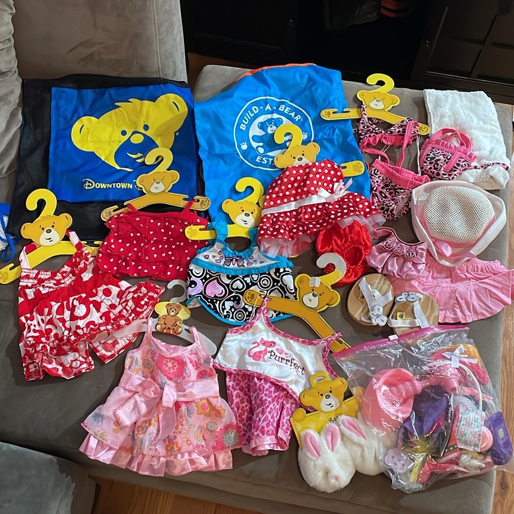 Lot of Build a Bear Clothes and accessories.